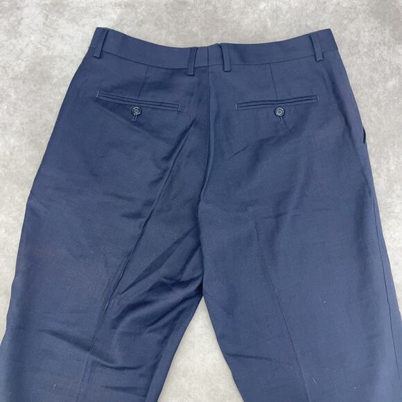 Jos A Bank Mens Fits 32W x 29L Navy Dress Pants Wool Blend Flat Front Classic - Picture 3 of 7